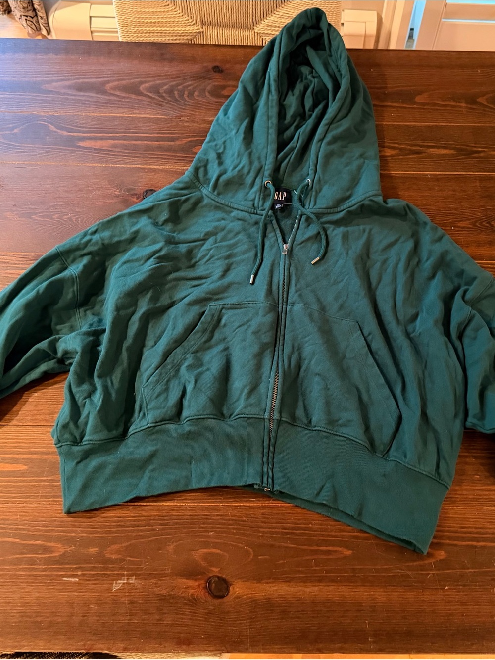 NWOT GAP Women's Forest Green Full-Zip Hooded Sweatshirt